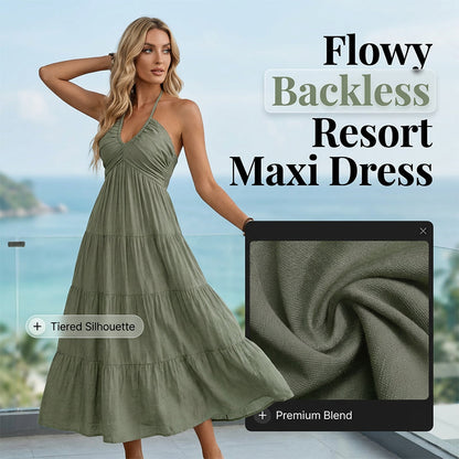 👗2026 New Arrivals 50% OFF💥💃Women's Halter Neck Backless Tiered Maxi Dress