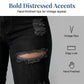 Style: Women's Distressed Knee-Length Denim Shorts with Side Tassels
