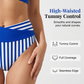 Two-Piece Color Block & Stripe Bikini Swimsuit