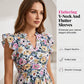 Women's Floral Print Dress with Flutter Sleeve