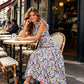 Women's Floral Print Dress with Flutter Sleeve