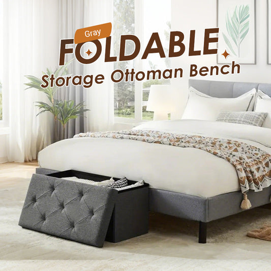30-inch Foldable Storage Ottoman Bench