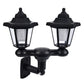 Retro Solar Garden Lights Outdoor Double Head Hexagonal Street Lamp