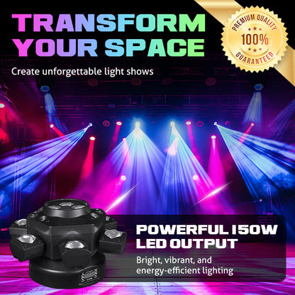 🎁💡 XDV 6-Arm Stage Light – 50% OFF! RGBW colors, strobe effects, DMX control – great for events & festive decor. 🎵