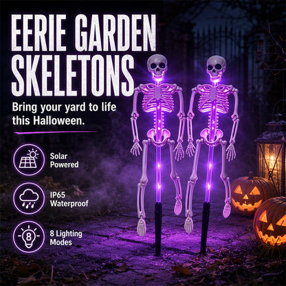 🎃💡 Solar Skeleton Stake Lights – Glow In The Dark, Solar Powered, Easy To Install. Ideal For Haunted Yard, Porch & Walkway! 👻🪦✅