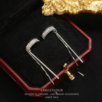 Minimalist Rhinestone Tassel Ear Cuff