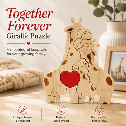 Wooden Family Puzzle Giraffe Ornament