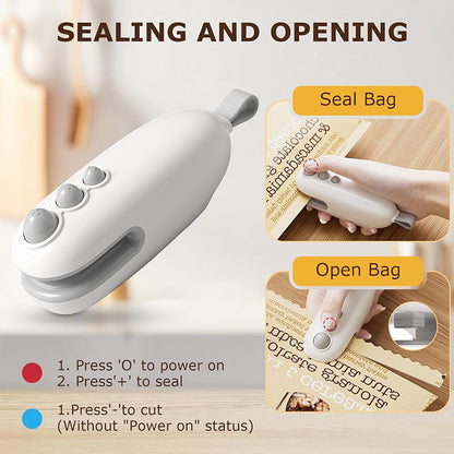 2-in-1 Rechargeable Mini Bag Sealer with Cutter & Magnet