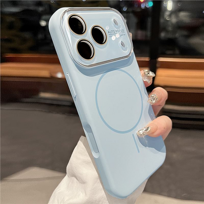Luxury Matte Frosted Liquid Silicone Phone Case with Protector - Shockproof, Camera Lens Protection, MagSafe Compatible, Customized Solid Phone Accessories for iPhone 17/16/15/14/13 Pro Max HL