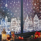 Large Christmas Window Stickers, Set of 4, House Design Static Cling Decorations with Snowman & Snowflake Pattern, for Festive Party