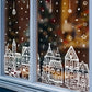 Large Christmas Window Stickers, Set of 4, House Design Static Cling Decorations with Snowman & Snowflake Pattern, for Festive Party