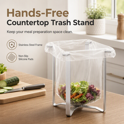 🔥HOT SALE 50%OFF🔥Foldable Stainless Steel Trash Bag Holder for Kitchen & Desktop