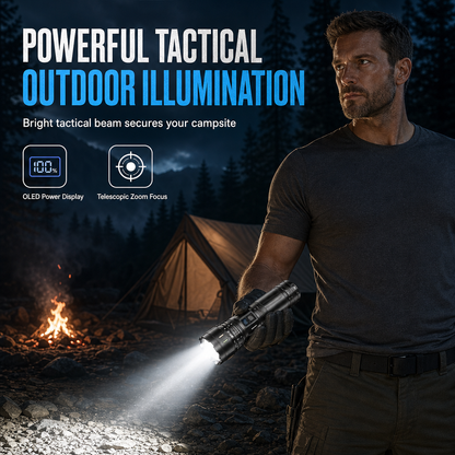 High-Power Rechargeable Handheld Flashlight with Shoulder Strap