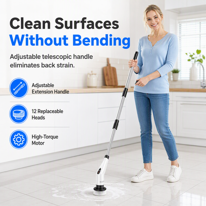 Multi-Function Electric Spin Scrubber with Extendable Handle