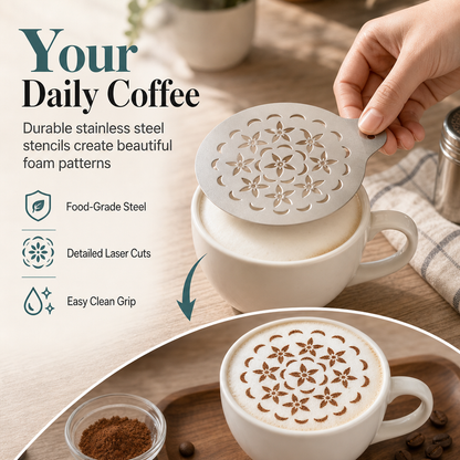 Stainless Steel Coffee Latte Art Stencil