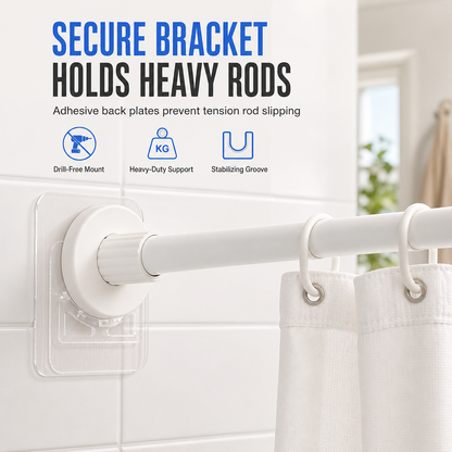 Adhesive No-Drill Curtain Rod Bracket Holders