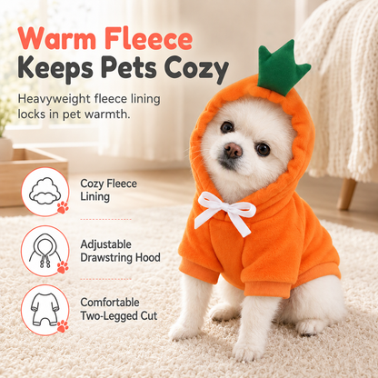 Warm Fleece Lined Pet Hooded Sweatshirt with Drawstring