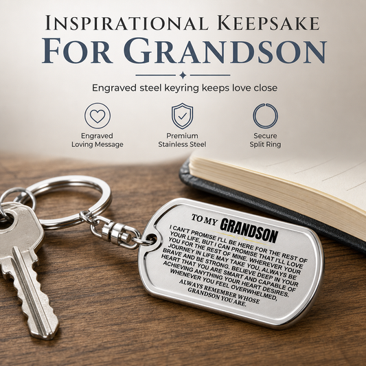 Inspirational Metal Keychain with Engraved Quote