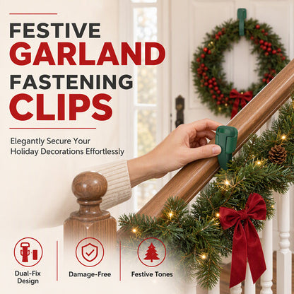 Christmas Garland and Wreath Fastening Clips for Staircase Railings and Wall Decor