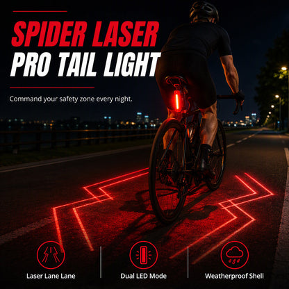 🔴 Rechargeable Safety Bike Taillight – Laser Warning, IPX5 Waterproof, USB Charge 💡