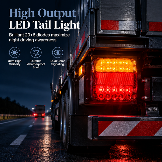🚚✨ 26-LED Dual-Color Tail Lights – 50% OFF! High-output red/amber, sealed weatherproof housing, 12V/24V – safe night hauling. 💡