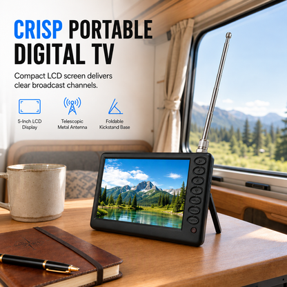 📺 Portable Digital TV – Telescopic Antenna for Local TV & Memory Card Playback