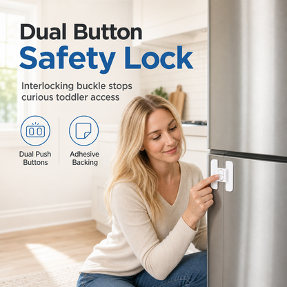 Adhesive Child Safety Window Lock Punch Free for Cabinets Drawers and Refrigerator Doors