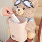 🧸🚗Cute Aviator Bear Plush Car Tissue Holder & Storage Bin | Strap Armrest Mount for Car Interior Decoration & Storage📦